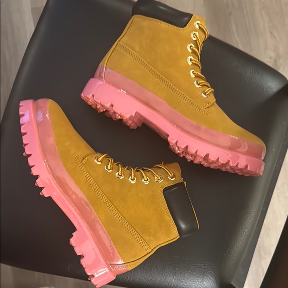 CAPE ROBBIN ❣️ Gretna Color-Block Lace-up Boots - Pink ❣️BRAND NEW❣️ - Picture 15 of 16